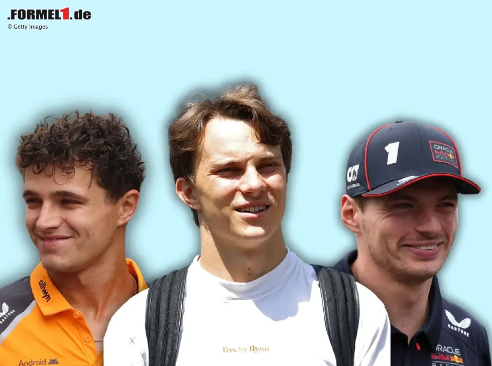 Foto zur News: Fotomontage: Lando Norris, Oscar Piastri und Max Verstappen