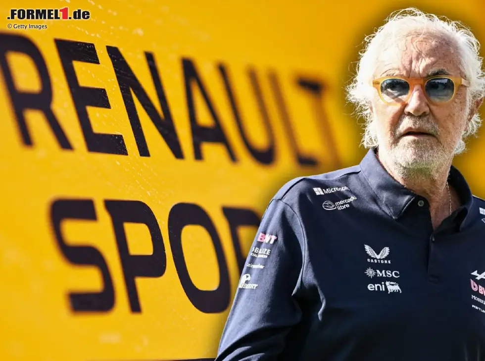 Foto zur News: Fotomontage: Flavio Briatore vor einem Renault-Schriftzug