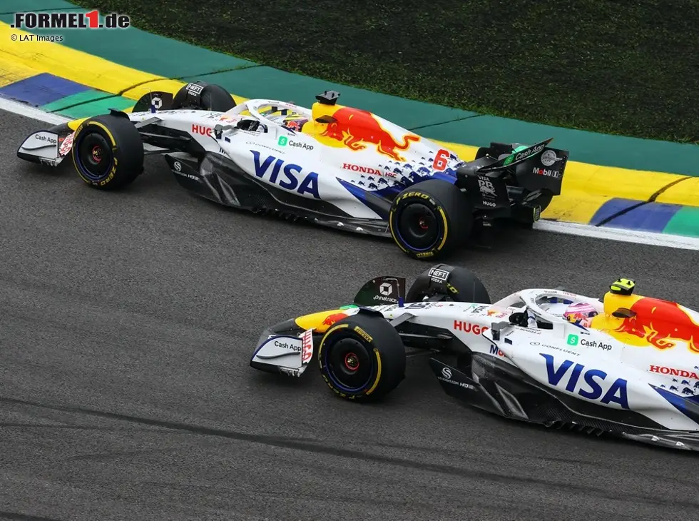 Foto zur News: Isack Hadjar und Liam Lawson beim Formel-1-Rennen in Sao Paulo 2025