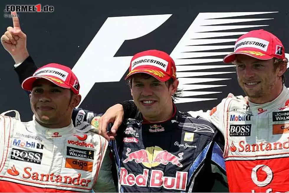 Foto zur News: Lewis Hamilton, Sebastian Vettel und Jenson Button
