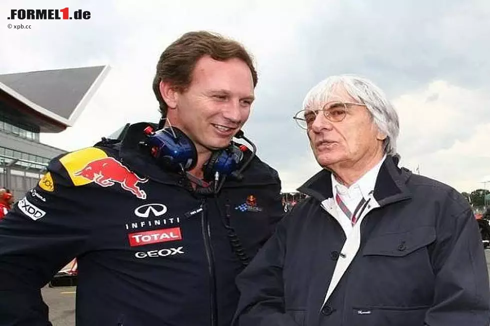 Foto zur News: Christian Horner (Teamchef), Bernie Ecclestone (Formel-1-Chef)