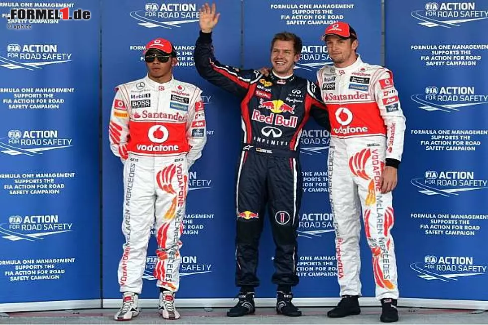 Foto zur News: Lewis Hamilton, Sebastian Vettel, Jenson Button