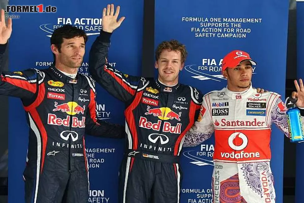 Foto zur News: Lewis Hamilton, Sebastian Vettel, Mark Webber