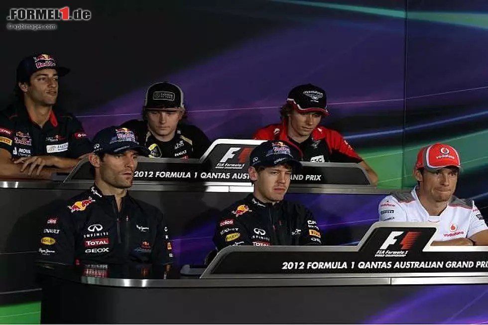 Foto zur News: Daniel Ricciardo, Kimi Räikkönen, Charles Pic, Jenson Button, Mark Webber, Sebastian Vettel