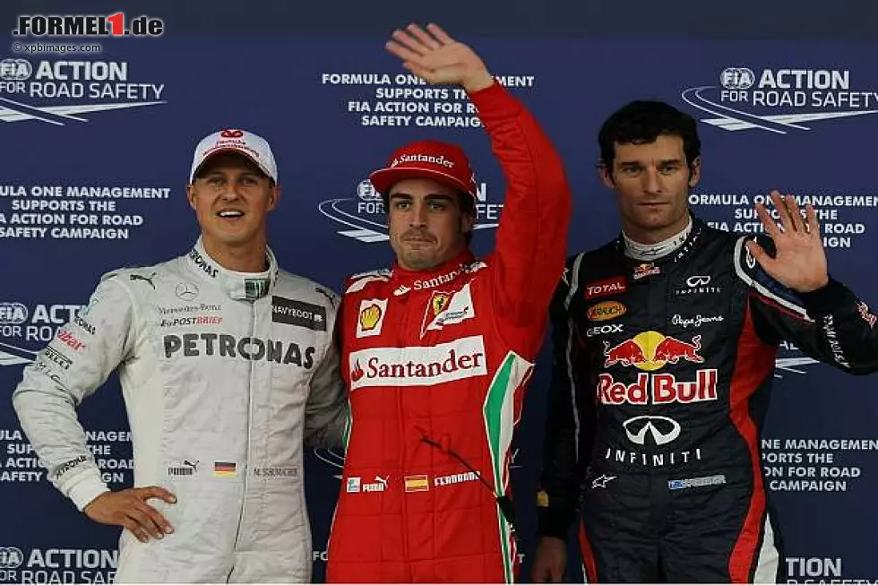 Foto zur News: Michael Schumacher, Fernando Alonso, Mark Webber