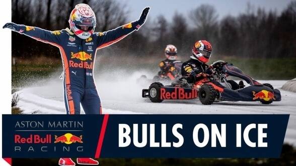 Verstappen testet Teamkollegen auf dem Eis Verstappen testet Teamkollegen auf dem Eis
